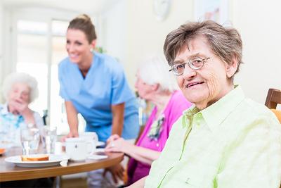 Carers and residents at care home