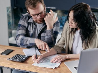 Couple working out their finances