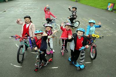 Pupils from St Joseph's Primary School during TravelWise Week 2023