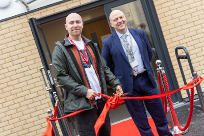 Riley Jones and Mr Barrett open Kingsmeadow School sixth form